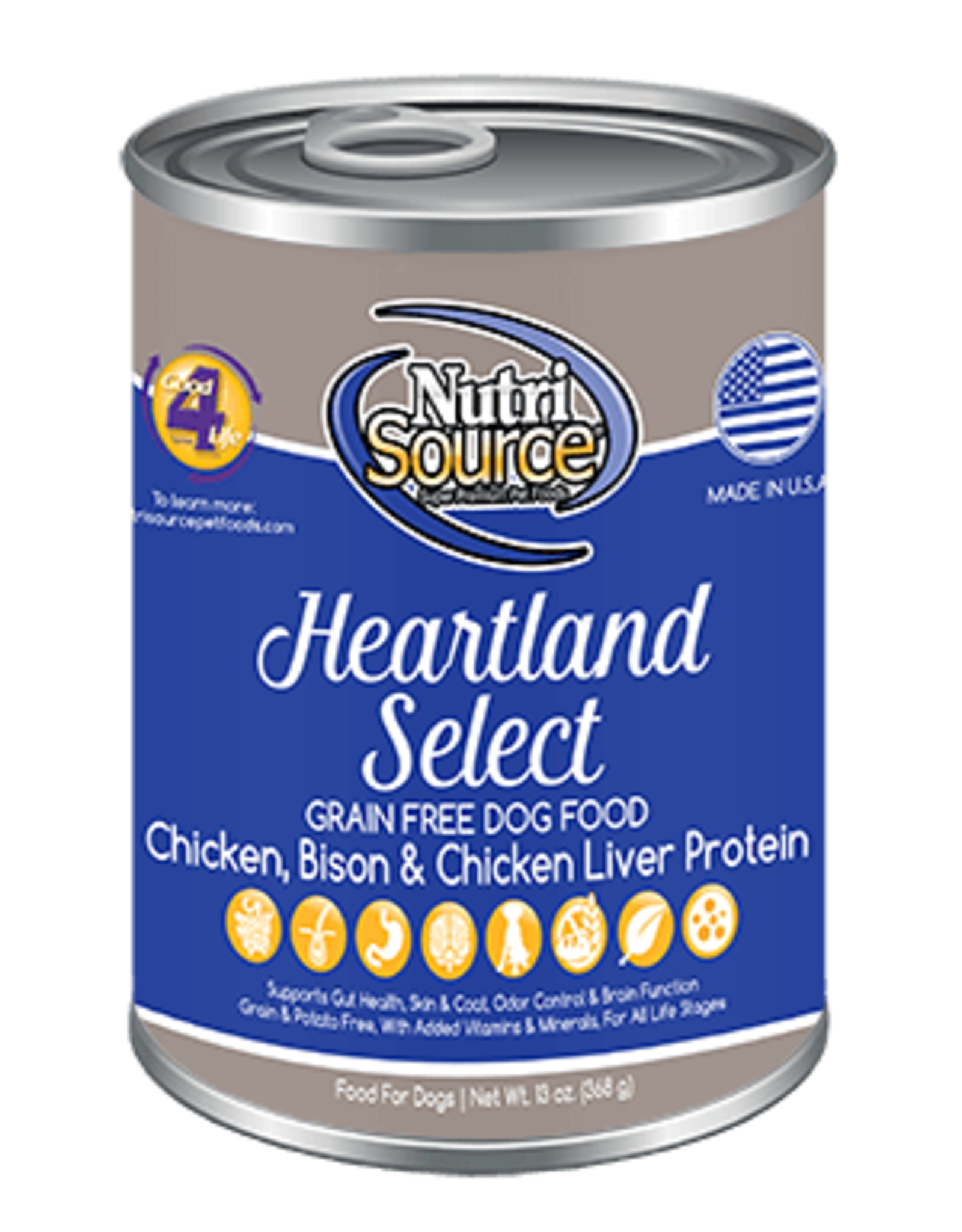 NUTRISOURCE NUTRISOURCE DOG CAN GRAIN FREE HEARTLAND SELECT 13OZ CASE OF 12
