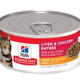 SCIENCE DIET HILL'S SCIENCE DIET CAT CAN ADULT LIGHT LIVER & CHICKEN 2.9OZ CASE OF 24