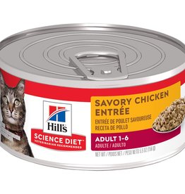 SCIENCE DIET HILL'S SCIENCE DIET FELINE CAN ADULT SAVORY CHICKEN 5.5OZ CASE OF 24