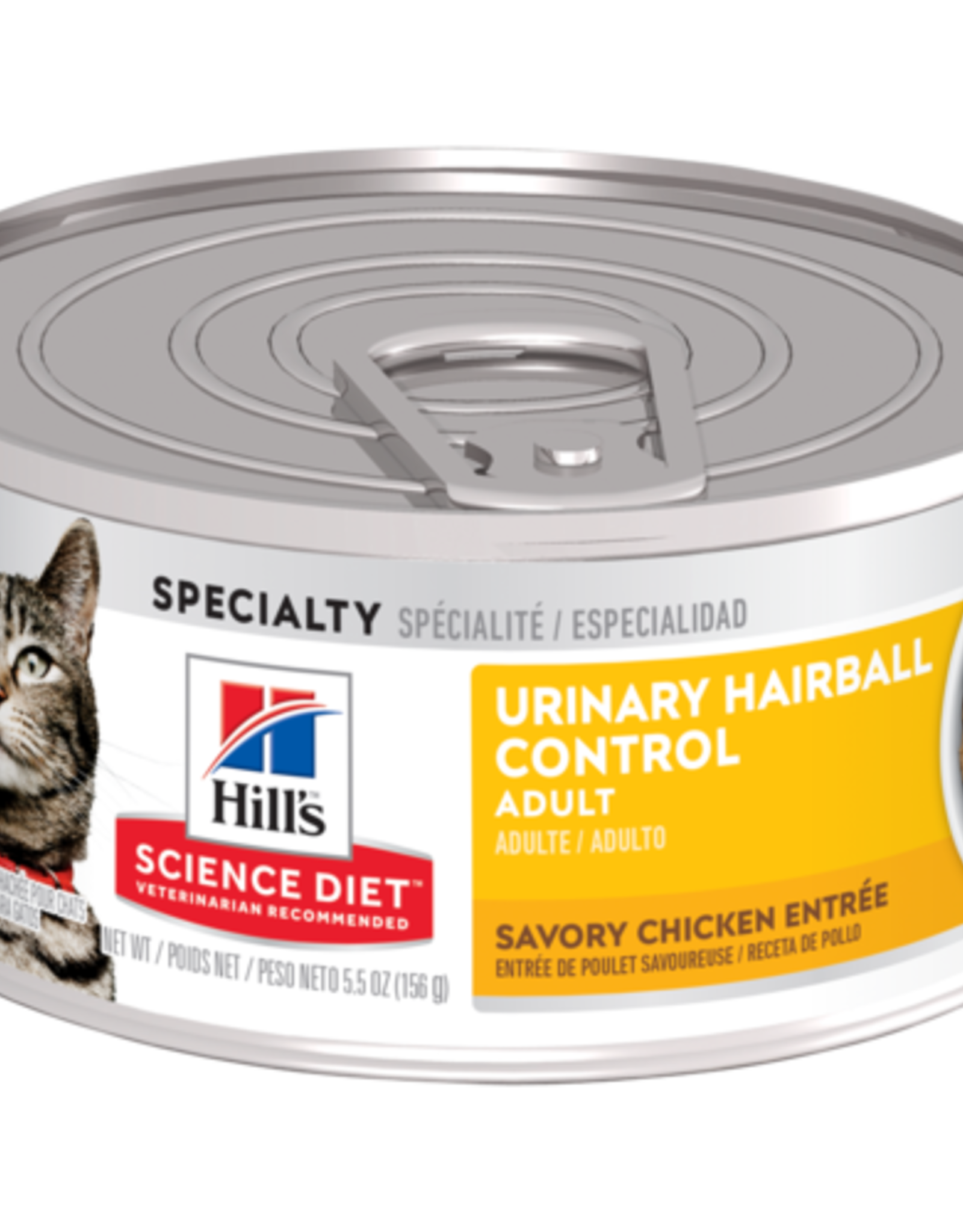 SCIENCE DIET HILL'S SCIENCE DIET FELINE CAN ADULT SAVORY CHICKEN URINARY HAIRBALL CONTROL 5.5OZ CASE OF 24