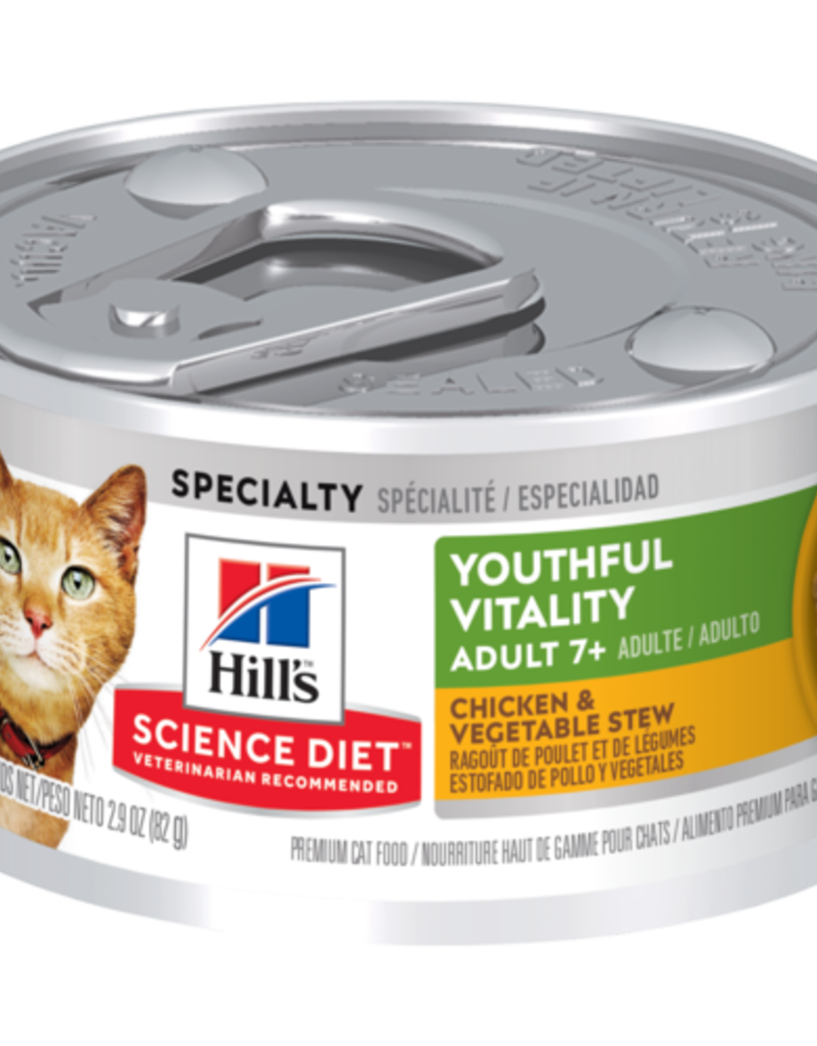 SCIENCE DIET HILL'S SCIENCE DIET CAT ADULT 7+ YOUTHFUL VITALITY CHICKEN & VEGETABLE STEW 2.9OZ CASE OF 24