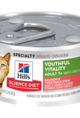 SCIENCE DIET HILL'S SCIENCE DIET CAT ADULT 7+ YOUTHFUL VITALITY SALMON & VEGETABLE STEW 2.9OZ CASE OF 24