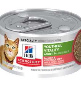 SCIENCE DIET HILL'S SCIENCE DIET CAT ADULT 7+ YOUTHFUL VITALITY SALMON & VEGETABLE STEW 2.9OZ CASE OF 24