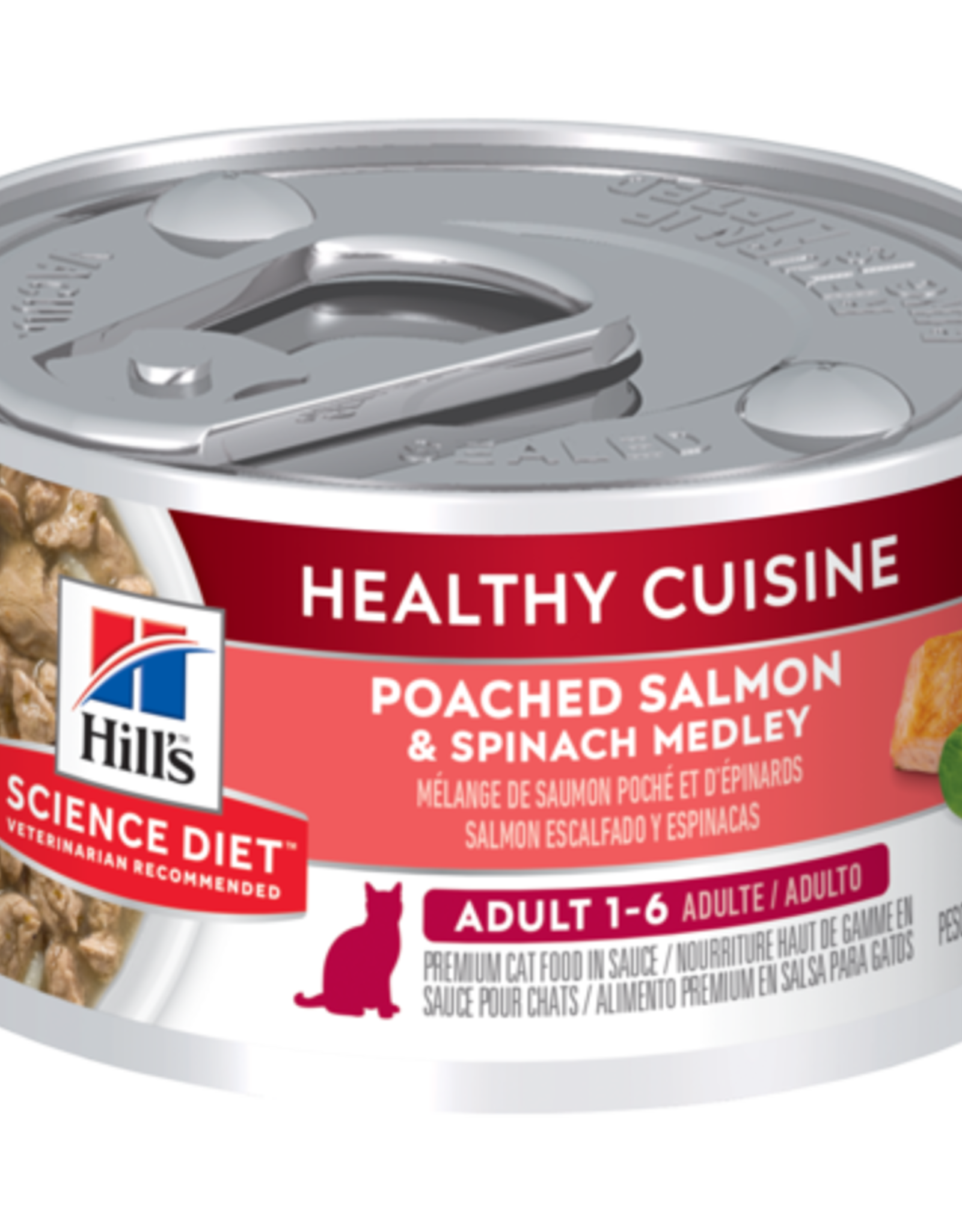 SCIENCE DIET HILL'S SCIENCE DIET CAT HEALTHY CUISINE ADULT SALMON & SPINACH 2.8OZ CASE OF 24