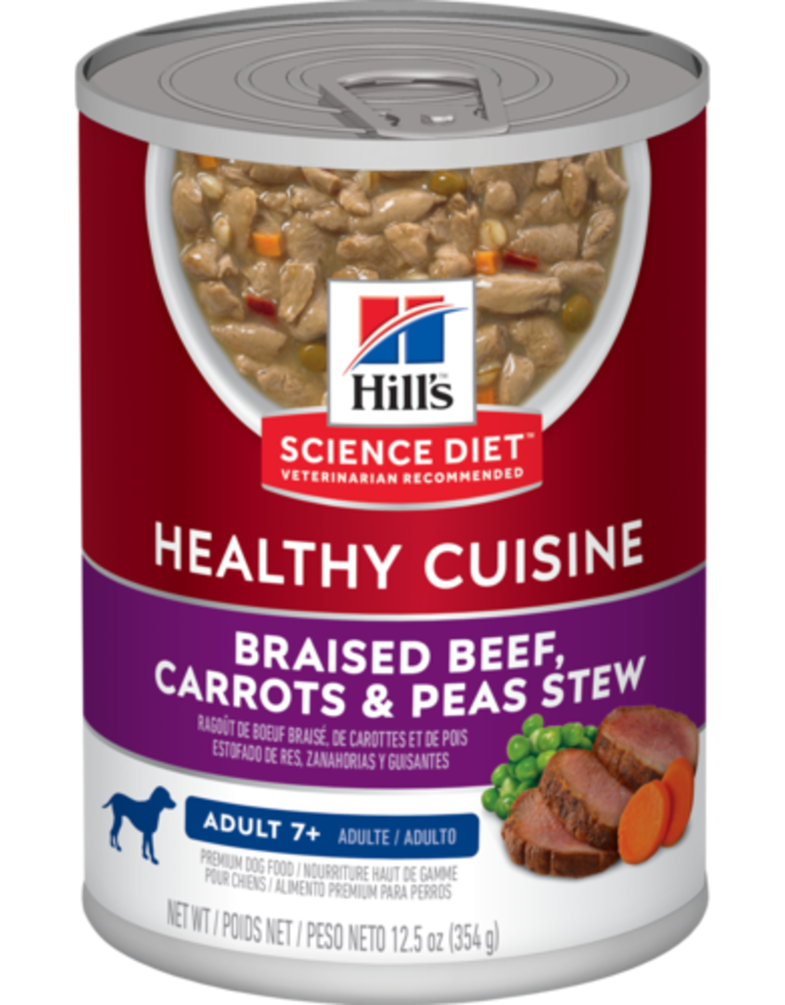 Hill's Science Diet HILL'S SCIENCE DIET DOG HEALTHY CUISINE ADULT 7+ BEEF CARROTS & PEAS STEW CAN 12.5OZ CASE OF 12