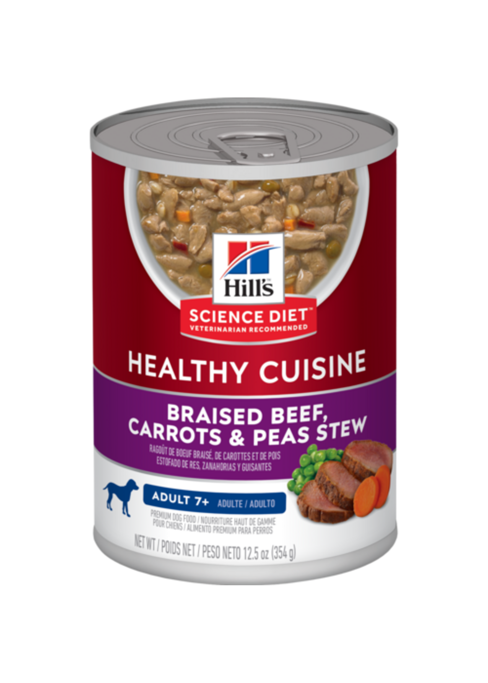 Hill's Science Diet HILL'S SCIENCE DIET DOG HEALTHY CUISINE ADULT 7+ BEEF CARROTS & PEAS STEW CAN 12.5OZ CASE OF 12