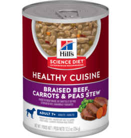 SCIENCE DIET HILL'S SCIENCE DIET DOG HEALTHY CUISINE ADULT 7+ BEEF CARROTS & PEAS STEW CAN 12.5OZ CASE OF 12