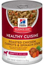 SCIENCE DIET HILL'S SCIENCE DIET DOG HEALTHY CUISINE ADULT 1-6 CHICKEN CARROTS & SPINACH STEW CAN 12.5OZ CASE OF 12
