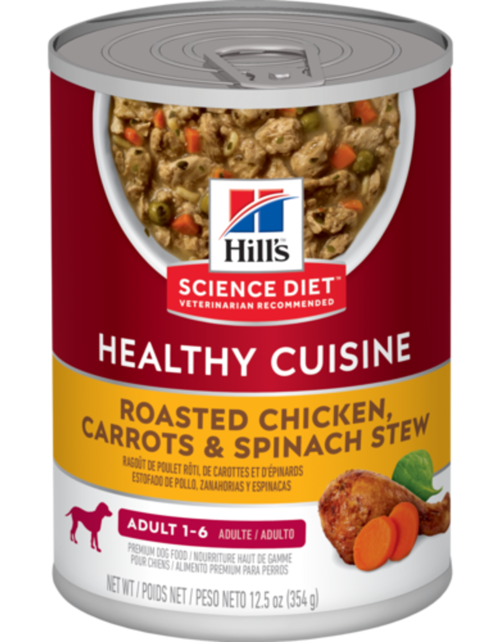 Hill's Science Diet HILL'S SCIENCE DIET DOG HEALTHY CUISINE ADULT 1-6 CHICKEN CARROTS & SPINACH STEW CAN 12.5OZ CASE OF 12