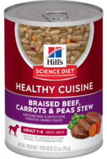 SCIENCE DIET HILL'S SCIENCE DIET DOG HEALTHY CUISINE ADULT 1-6 BEEF CARROTS & PEAS STEW CAN 12.5OZ CASE OF 12