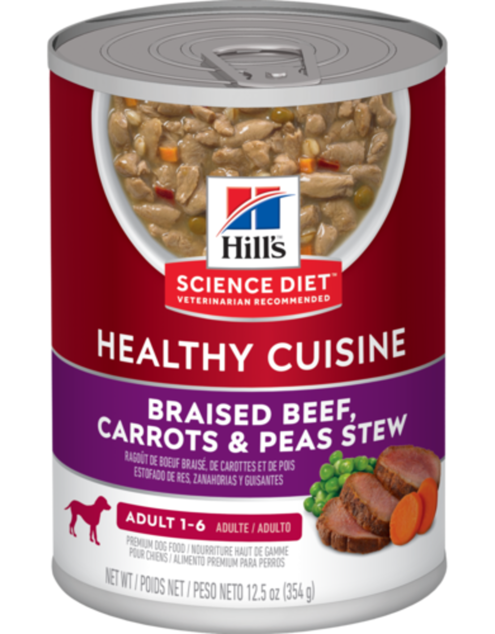 Hill's Science Diet HILL'S SCIENCE DIET DOG HEALTHY CUISINE ADULT 1-6 BEEF CARROTS & PEAS STEW CAN 12.5OZ CASE OF 12