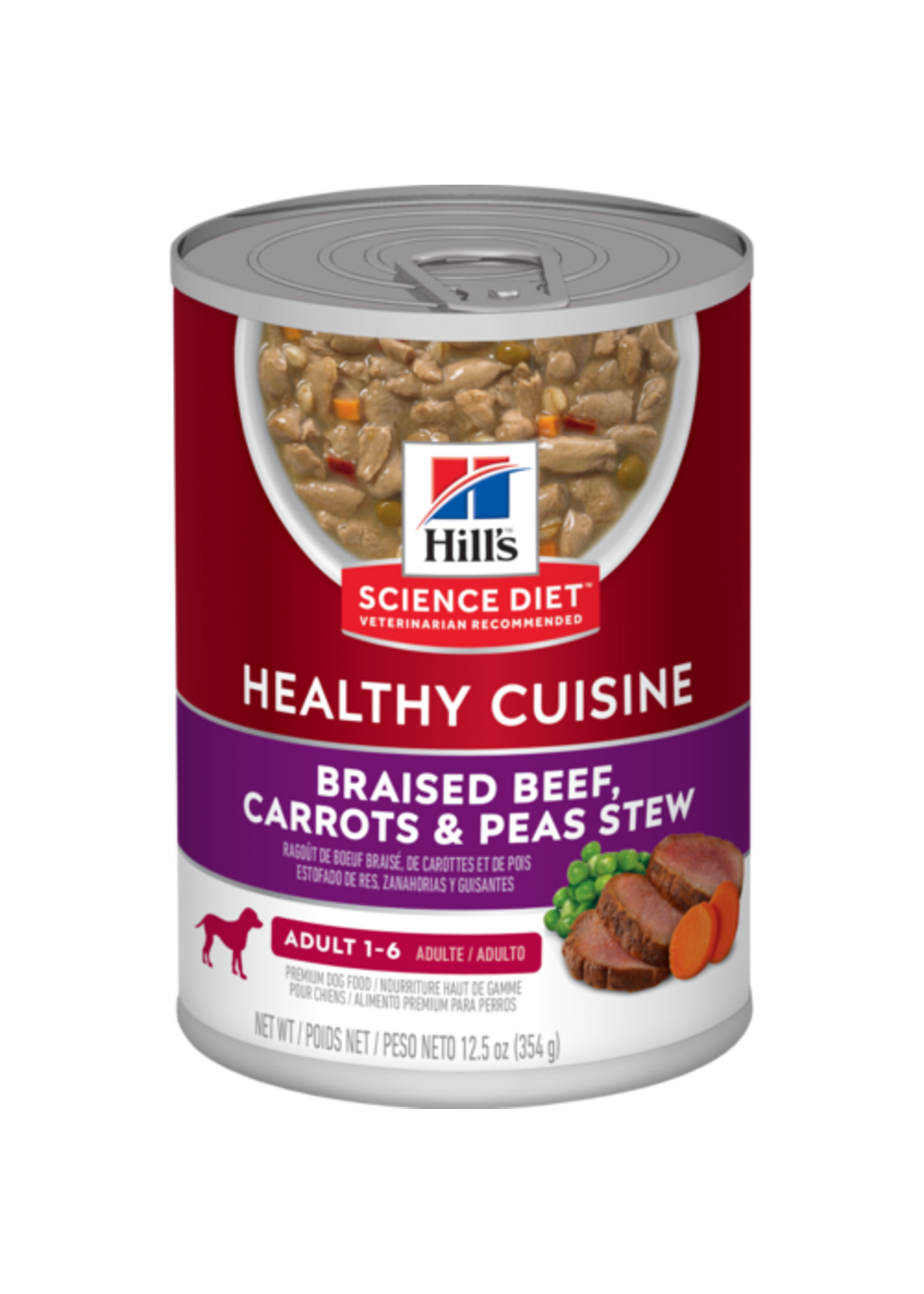 Hill's Science Diet HILL'S SCIENCE DIET DOG HEALTHY CUISINE ADULT 1-6 BEEF CARROTS & PEAS STEW CAN 12.5OZ CASE OF 12