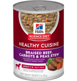 SCIENCE DIET HILL'S SCIENCE DIET DOG HEALTHY CUISINE ADULT 1-6 BEEF CARROTS & PEAS STEW CAN 12.5OZ CASE OF 12