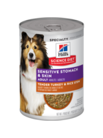 Hill's Science Diet HILL'S SCIENCE DIET DOG ADULT TURKEY & RICE STEW SENSITIVE STOMACH & SKIN 12.8OZ CAN CASE OF 12