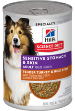 Hill's Science Diet HILL'S SCIENCE DIET DOG ADULT TURKEY & RICE STEW SENSITIVE STOMACH & SKIN 12.8OZ CAN CASE OF 12