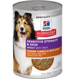 SCIENCE DIET HILL'S SCIENCE DIET DOG ADULT TURKEY & RICE STEW SENSITIVE STOMACH & SKIN 12.8OZ CAN CASE OF 12