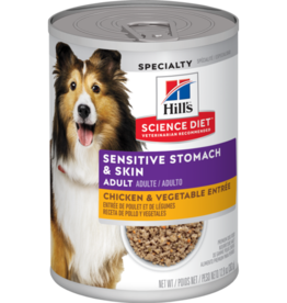 SCIENCE DIET HILL'S SCIENCE DIET DOG ADULT CHICKEN SENSITIVE STOMACH & SKIN 12.8OZ CAN CASE OF 12