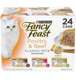 NESTLE PURINA PETCARE FANCY FEAST POULTRY & BEEF CLASSIC PATE VARIETY CANS 24 PACK