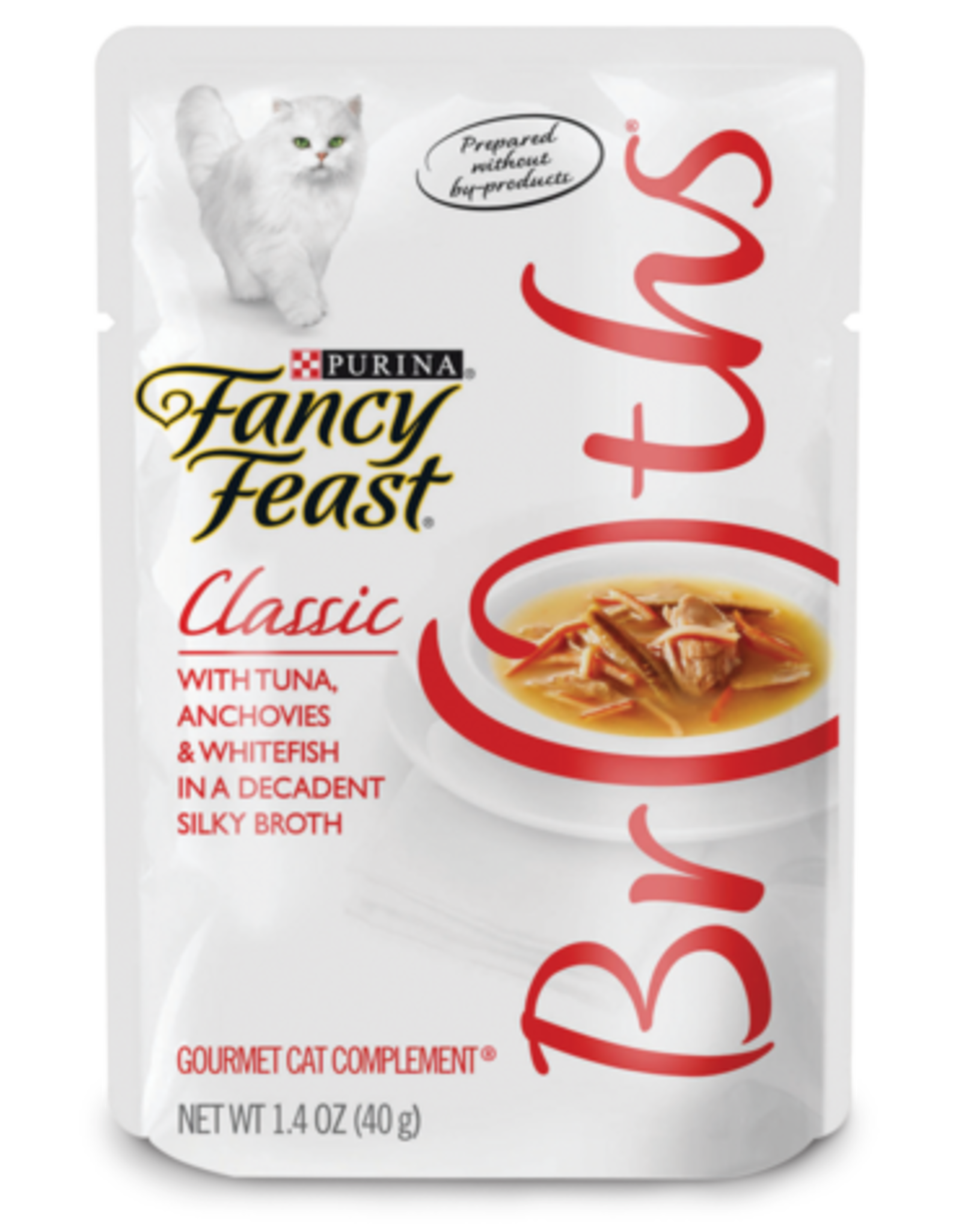 Nestle Purina FANCY FEAST CLASSIC BROTHS TUNA ANCHOVIES & WHITEFISH 1.4OZ CASE OF 16
