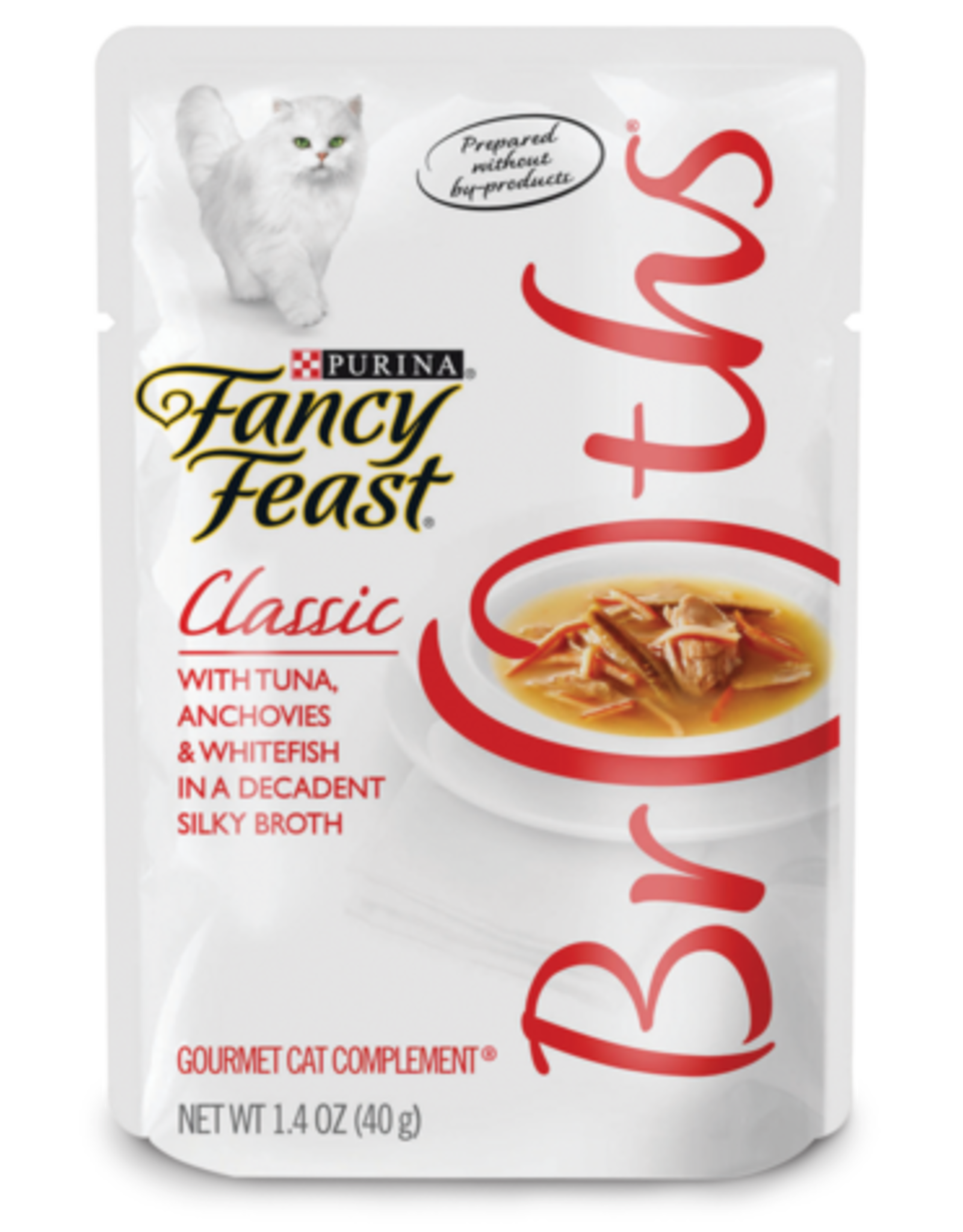 NESTLE PURINA PETCARE FANCY FEAST CLASSIC BROTHS TUNA ANCHOVIES & WHITEFISH 1.4OZ CASE OF 16