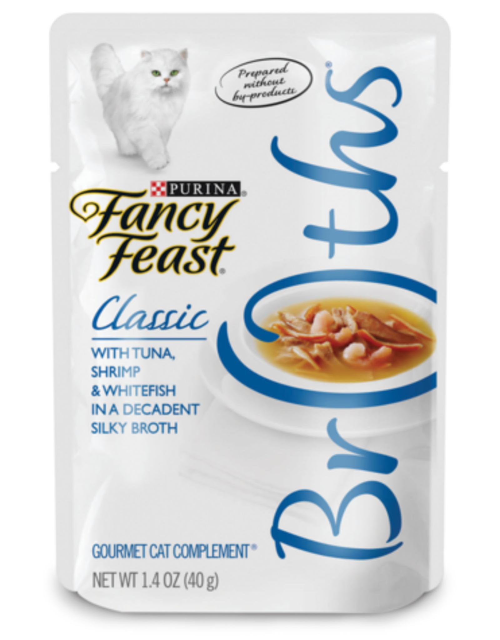 Nestle Purina FANCY FEAST CLASSIC BROTHS TUNA, SHRIMP & WHITEFISH 1.4OZ CASE OF 16