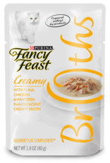 Nestle Purina FANCY FEAST CREAMY BROTHS TUNA ,CHICKEN & WHITEFISH 1.4OZ CASE OF 16