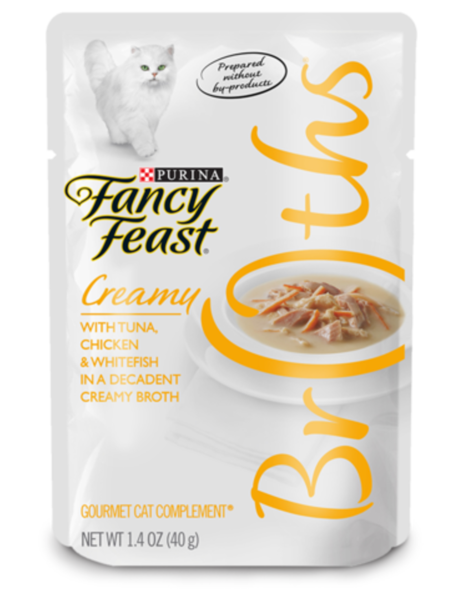 Nestle Purina FANCY FEAST CREAMY BROTHS TUNA ,CHICKEN & WHITEFISH 1.4OZ CASE OF 16