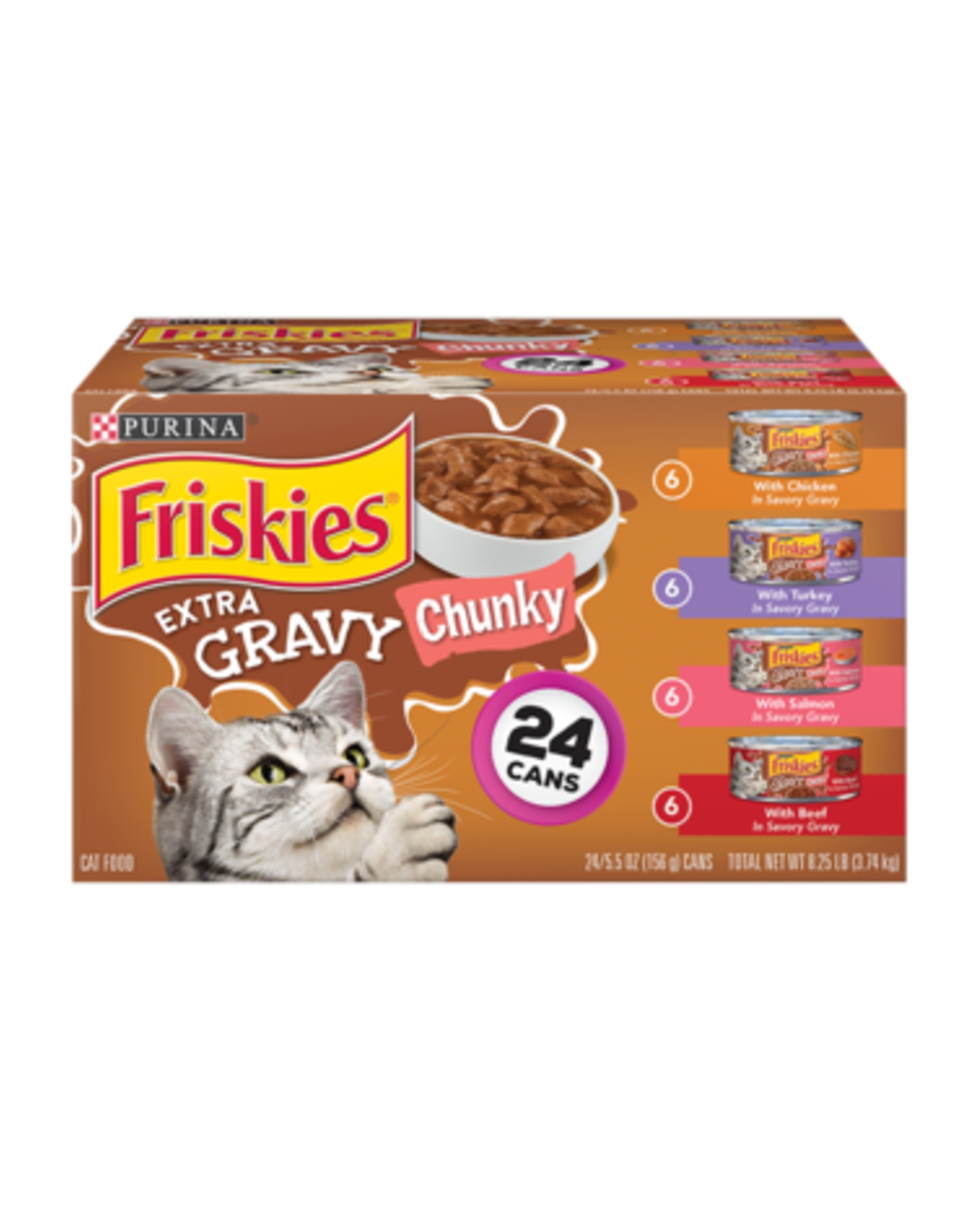 Nestle Purina FRISKIES CAT EXTRA GRAVY CHUNKY VARIETY 5.5OZ 24 CANS