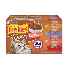Nestle Purina FRISKIES CAT EXTRA GRAVY CHUNKY VARIETY 5.5OZ 24 CANS