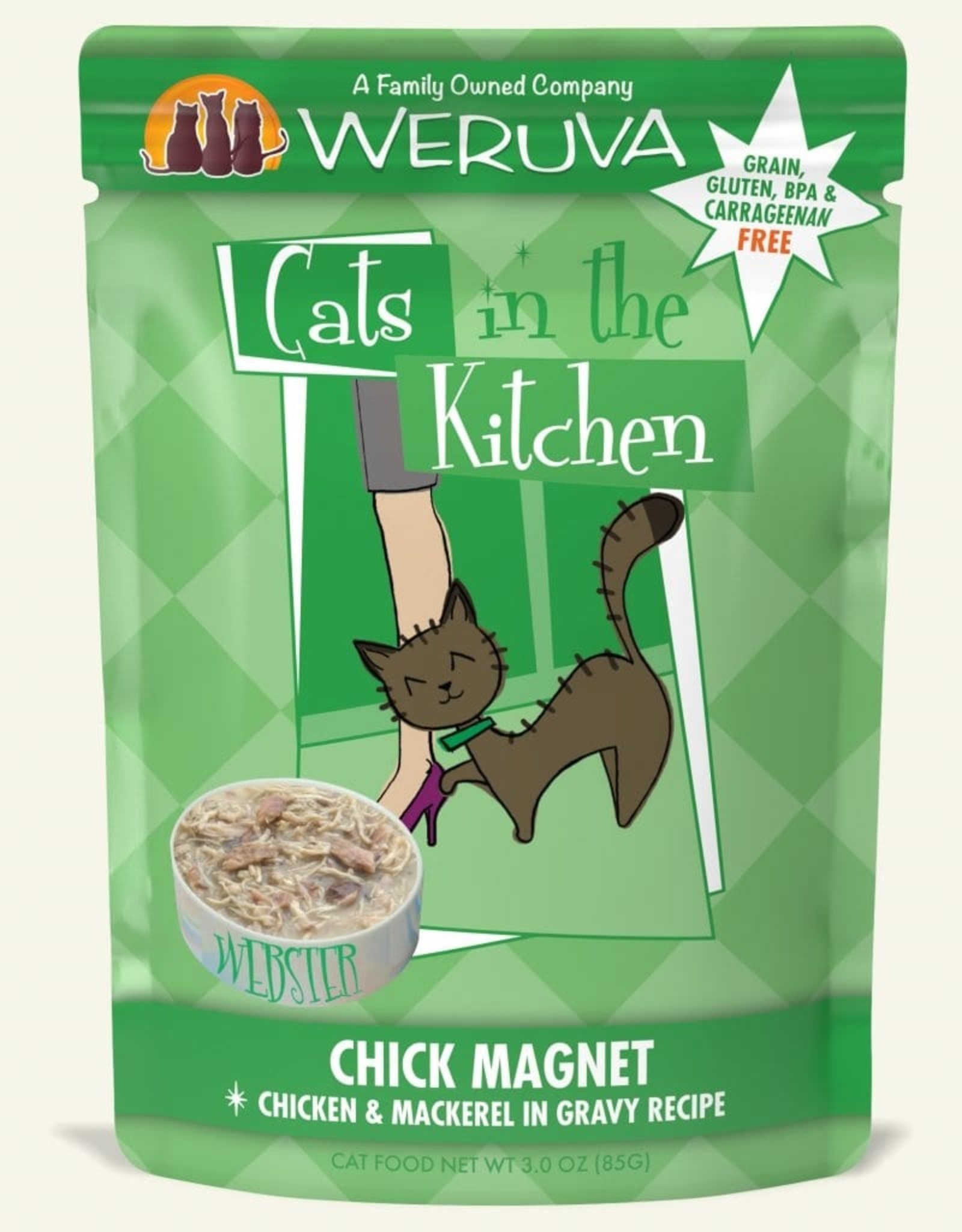 WERUVA INTERNATIONAL, INC. WERUVA CAT CHICK MAGNET CHICKEN & MACKEREL 3OZ POUCH CASE OF 12