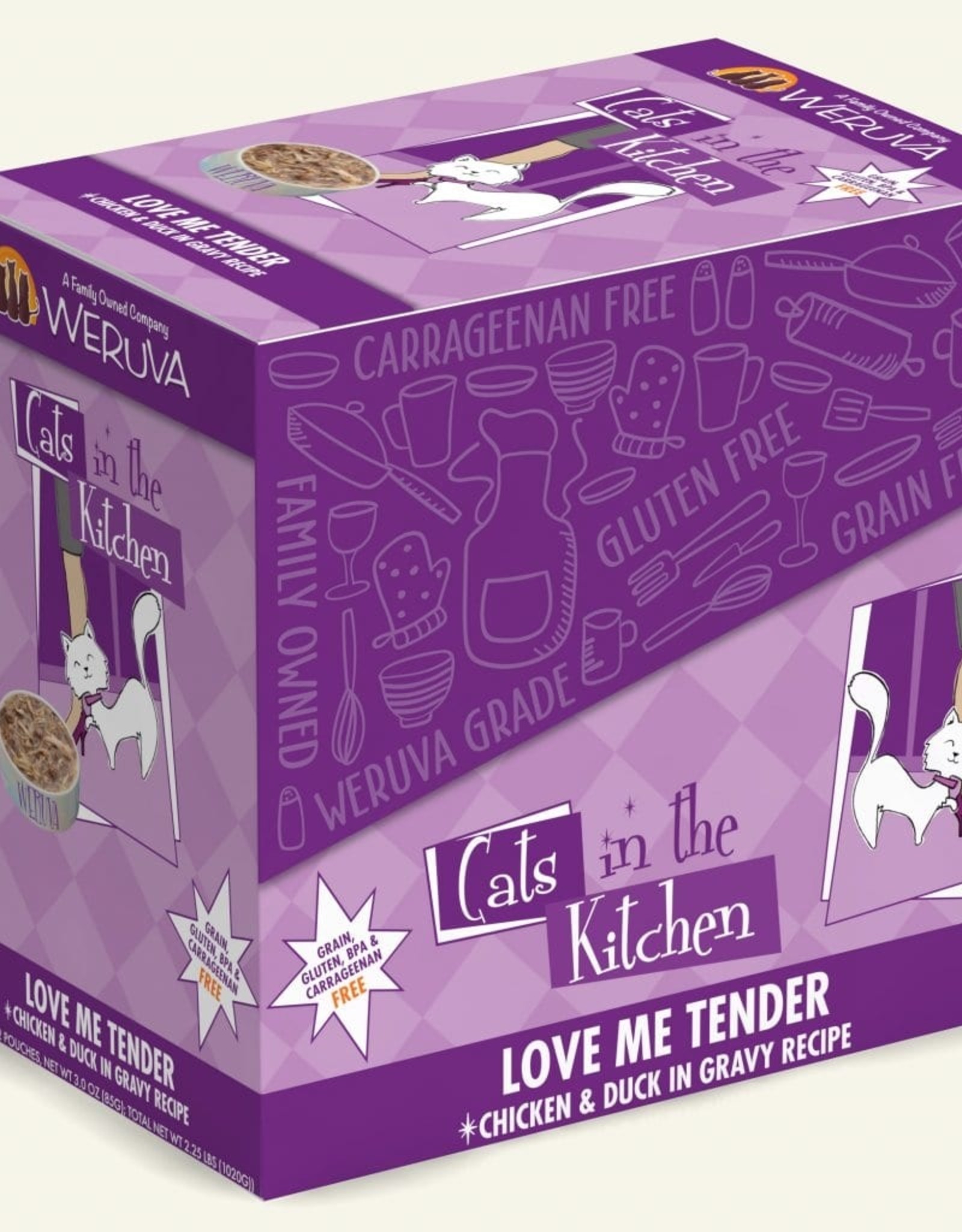 WERUVA INTERNATIONAL, INC. CATS IN THE KITCHEN CAT GRAIN FREE CLASSIC LOVE ME TENDER 3OZ POUCH - 12 PACK