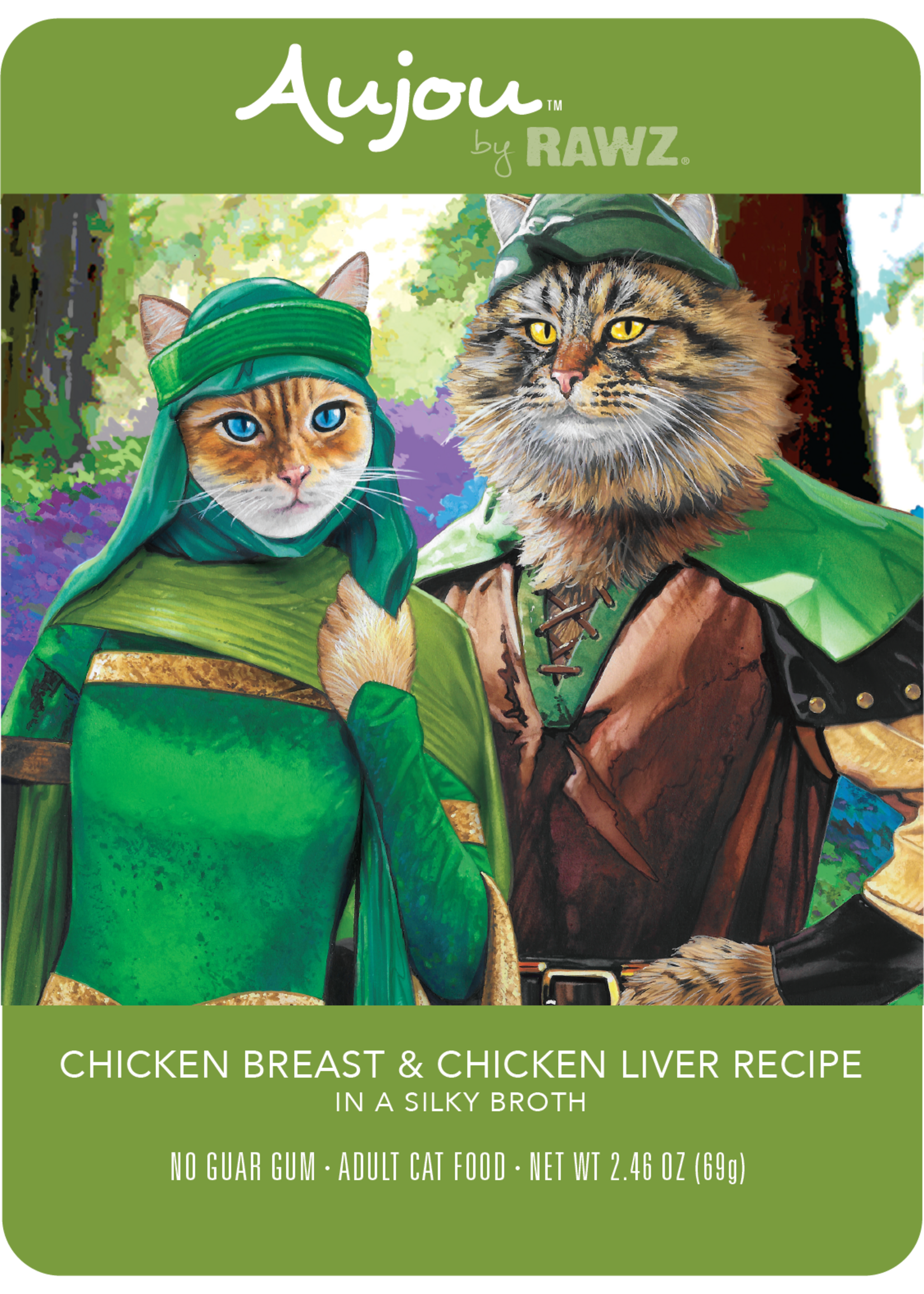 RAWZ AUJOU BY RAWZ CAT CHICKEN & CHICKEN LIVER RECIPE 2.46OZ BOX OF 8