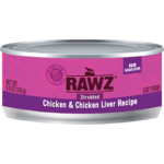 RAWZ RAWZ CAT SHREDDED CHICKEN & CHICKEN LIVER CAN 3OZ CASE OF 18