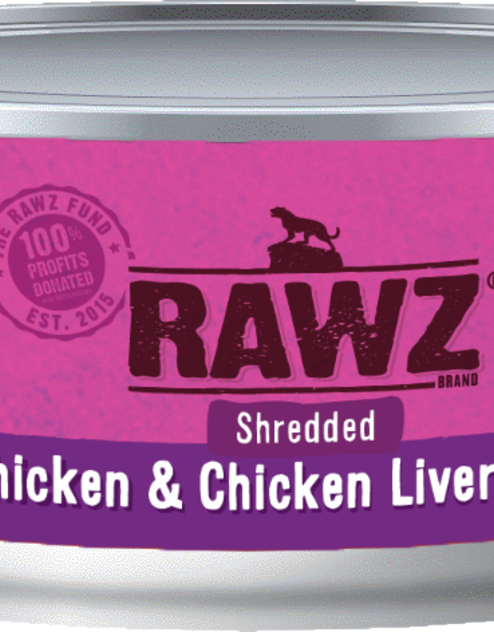 RAWZ RAWZ CAT SHREDDED CHICKEN & CHICKEN LIVER CAN 3OZ CASE OF 18