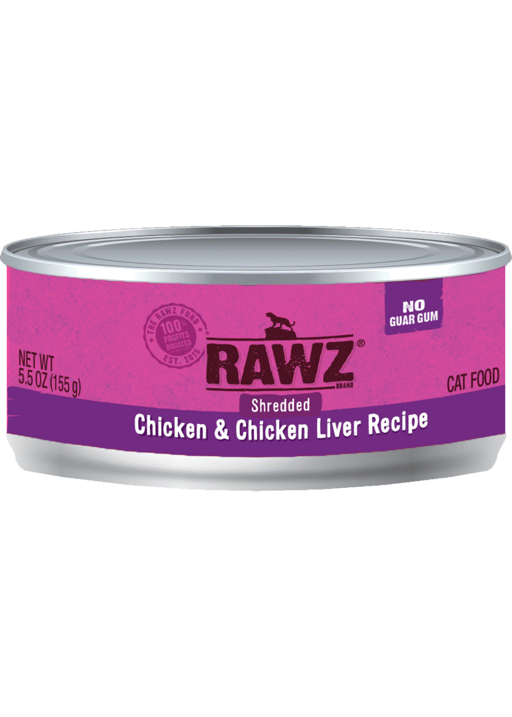 RAWZ RAWZ CAT SHREDDED CHICKEN & CHICKEN LIVER CAN 3OZ CASE OF 18