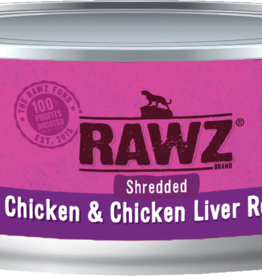 RAWZ RAWZ CAT SHREDDED CHICKEN & CHICKEN LIVER CAN 3OZ CASE OF 18