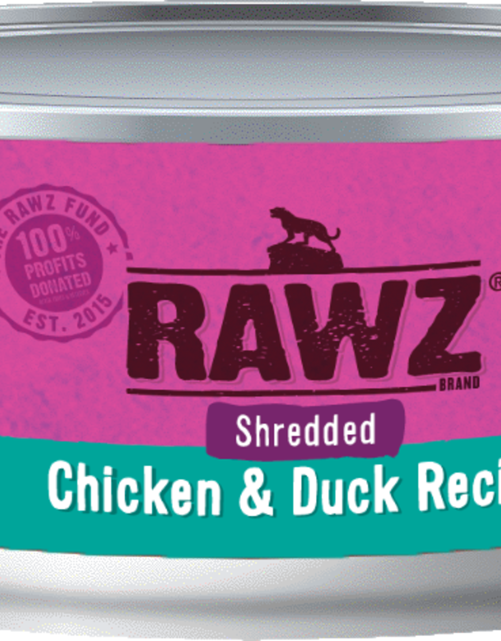 RAWZ RAWZ CAT SHREDDED CHICKEN & DUCK CAN 3OZ CASE OF 18