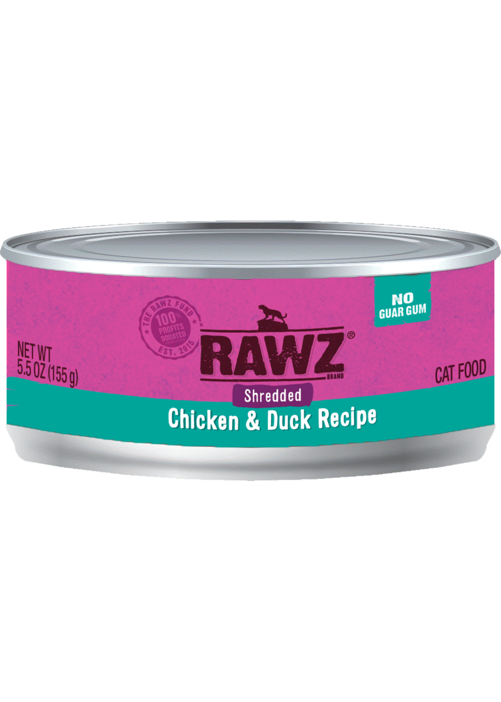 RAWZ RAWZ CAT SHREDDED CHICKEN & DUCK CAN 3OZ CASE OF 18