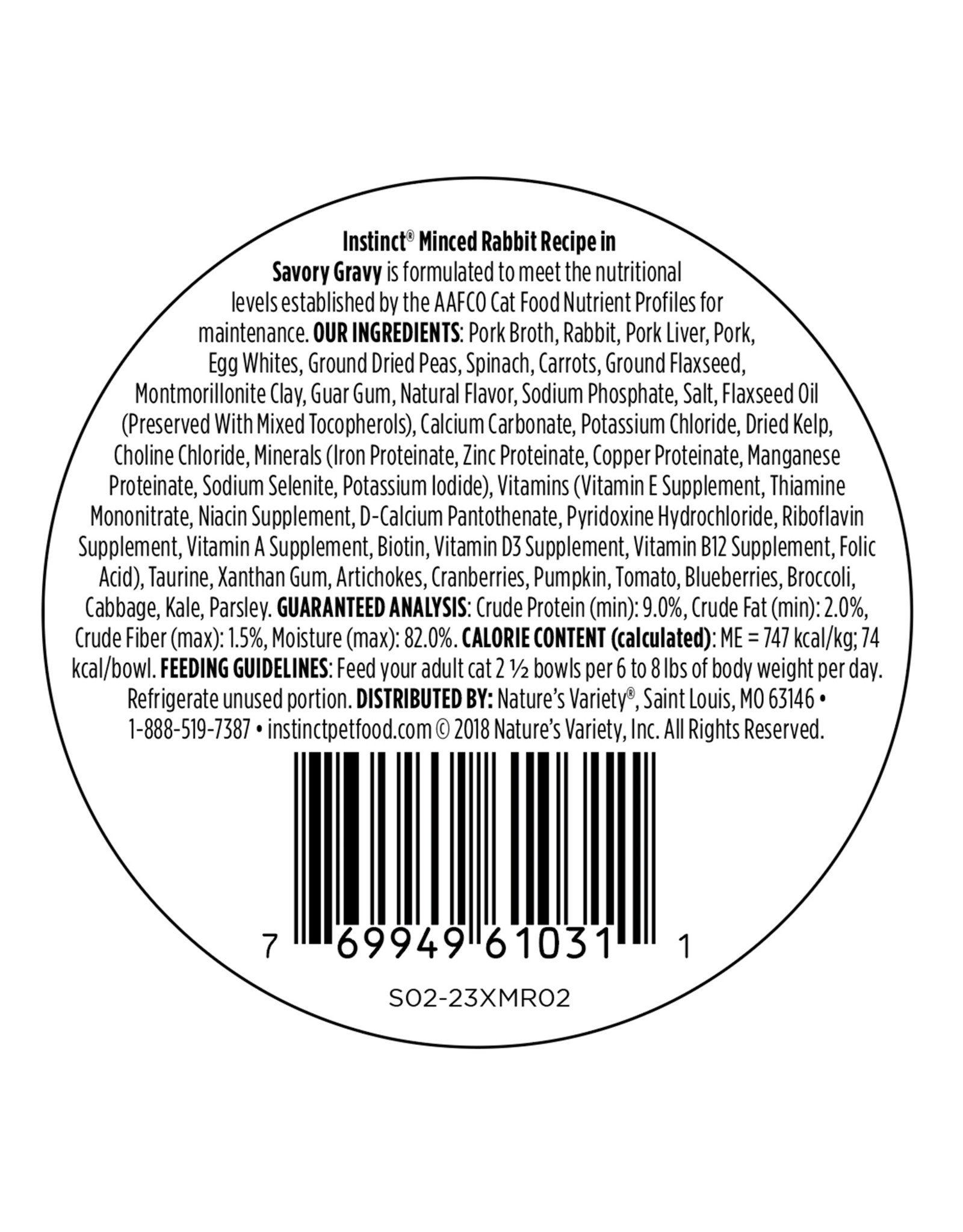 Instinct Instinct Minced Rabbit Recipe Wet Cat Food 3.5 oz. Trays, Case of 12