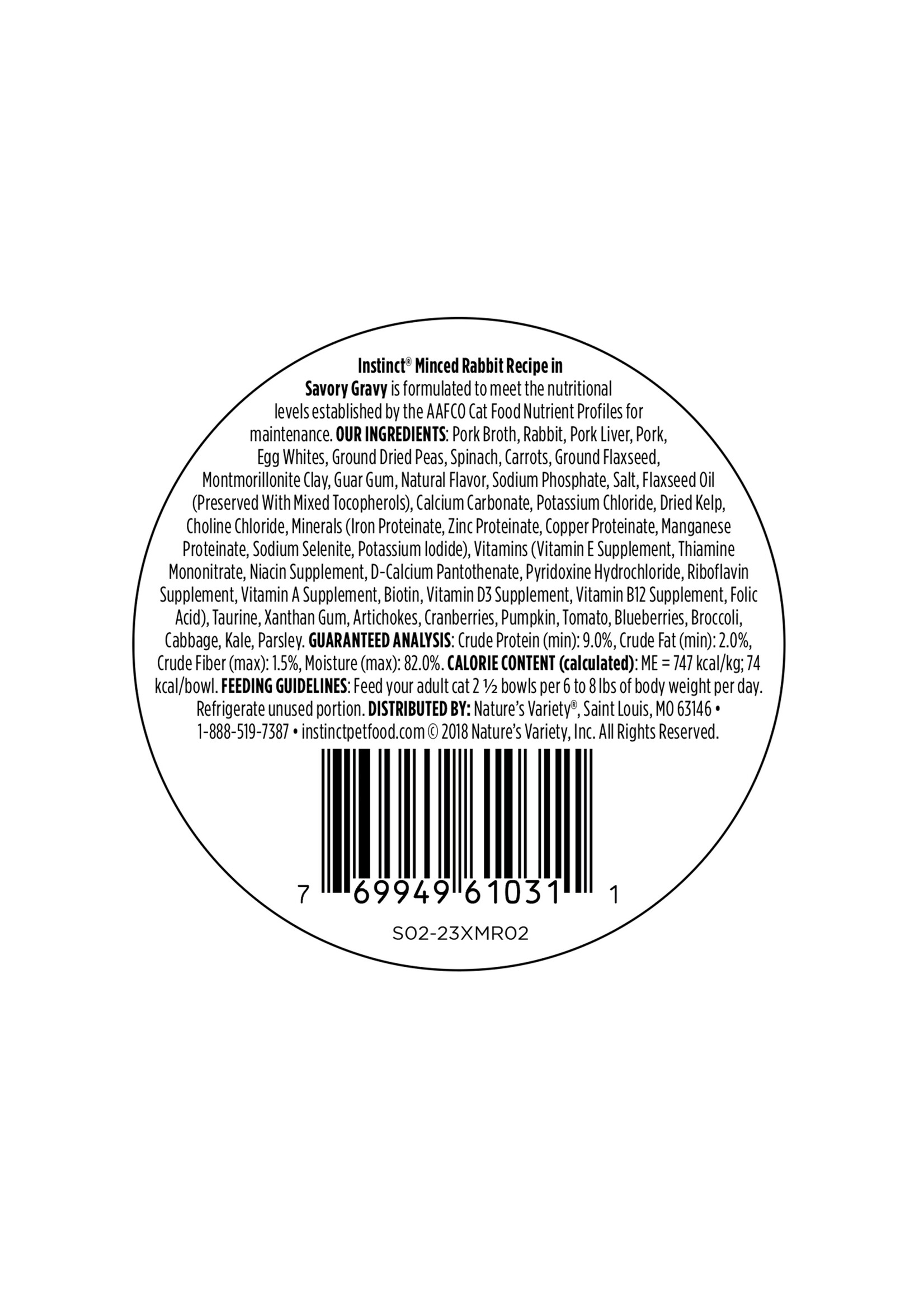 Instinct Instinct Minced Rabbit Recipe Wet Cat Food 3.5 oz. Trays, Case of 12