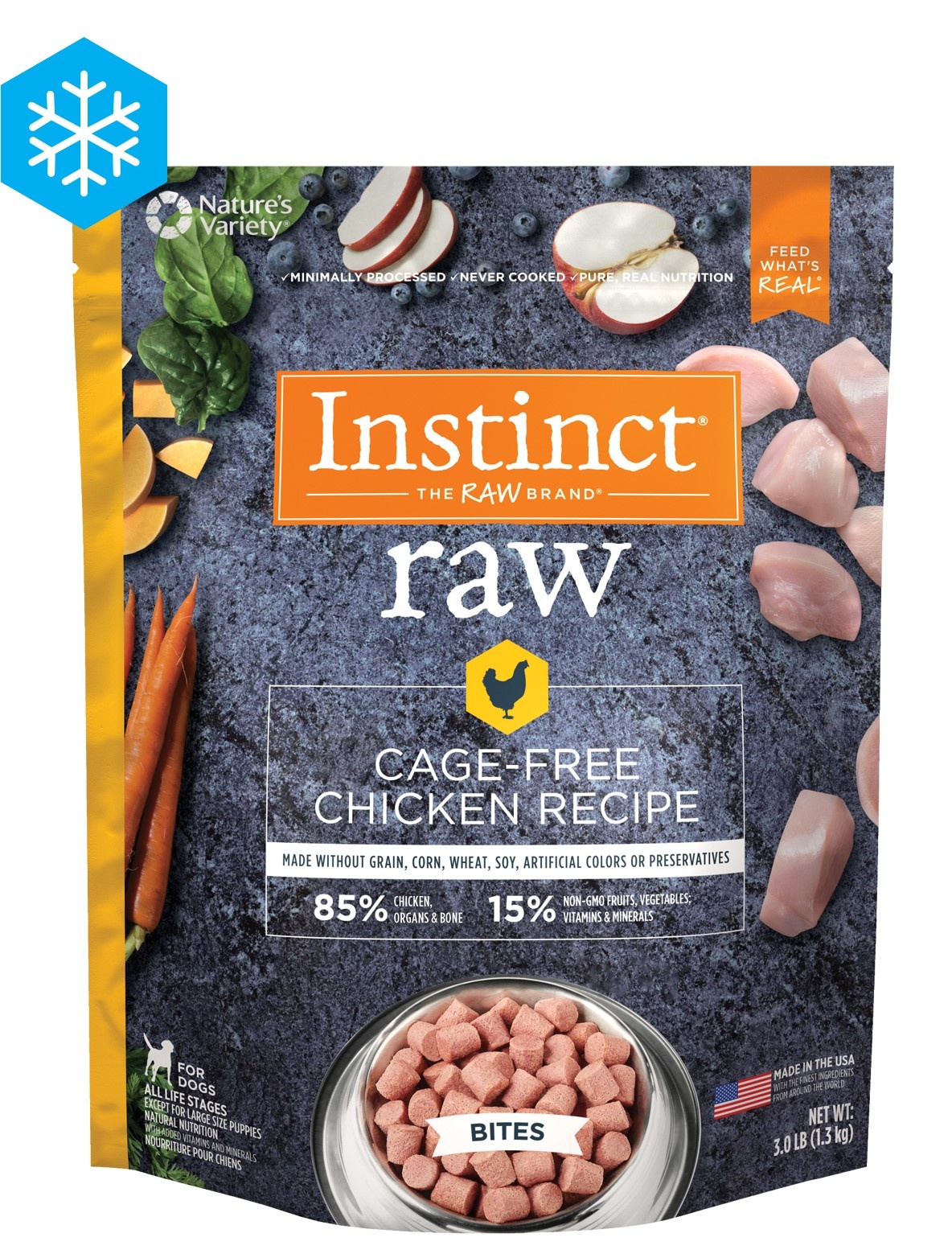 Instinct Frozen Raw Adult Dog Food Natural Grain Free Chicken size 6 lbs