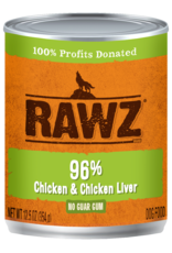 RAWZ RAWZ DOG CAN 96% CHICKEN & LIVER 12.5OZ CASE OF 12