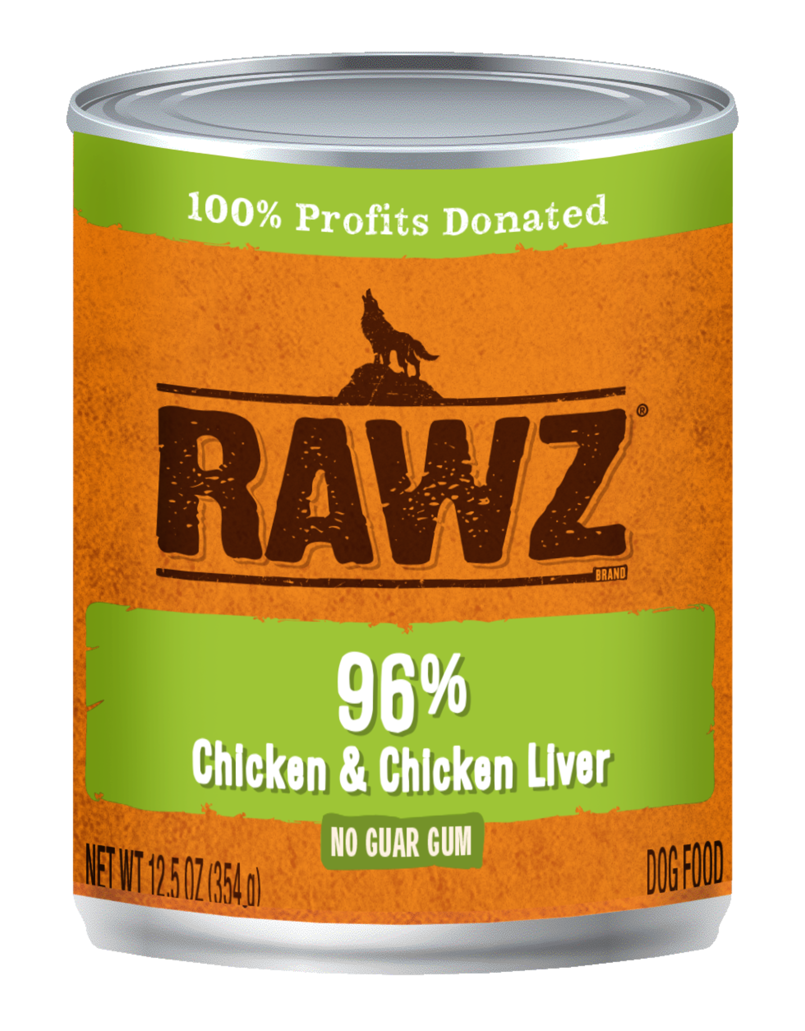 RAWZ RAWZ DOG CAN 96% CHICKEN & LIVER 12.5OZ CASE OF 12