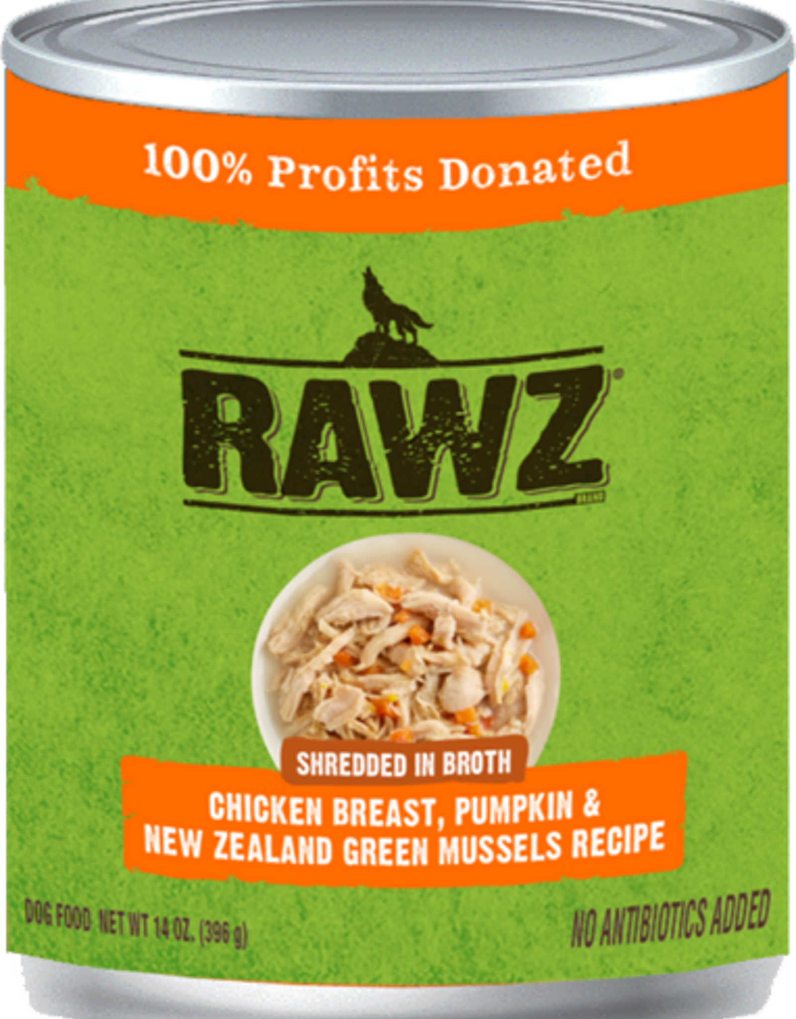 RAWZ RAWZ DOG CAN CHICKEN, PUMPKIN & GREEN MUSSELS 14OZ CASE OF 12