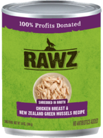RAWZ RAWZ DOG CAN SHREDDED CHICKEN & GREEN MUSSELS 10OZ CASE OF 12