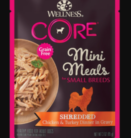 WELLPET LLC WELLNESS DOG CORE MINI MEALS SMALL BREED SHREDDED CHICKEN & TURKEY 3OZ CASE OF 12