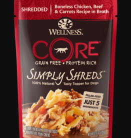 Wellness WELLNESS DOG CORE SIMPLY SHREDS CHICKEN, BEEF & CARROTS POUCH 2.8OZ BOX OF 12