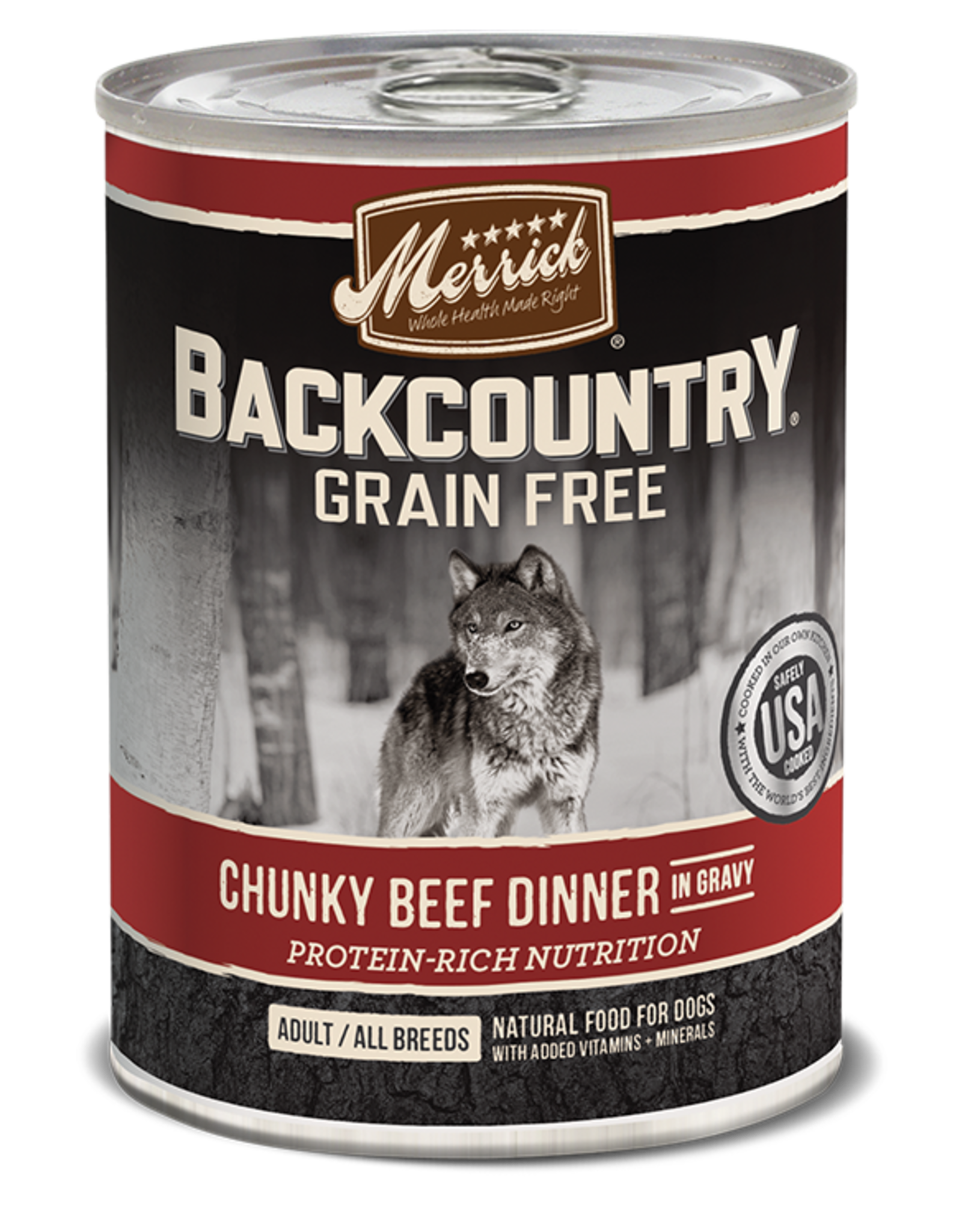 MERRICK PET CARE, INC. MERRICK BACKCOUNTRY DOG CHUNKY BEEF CAN 12.7OZ CASE OF 12