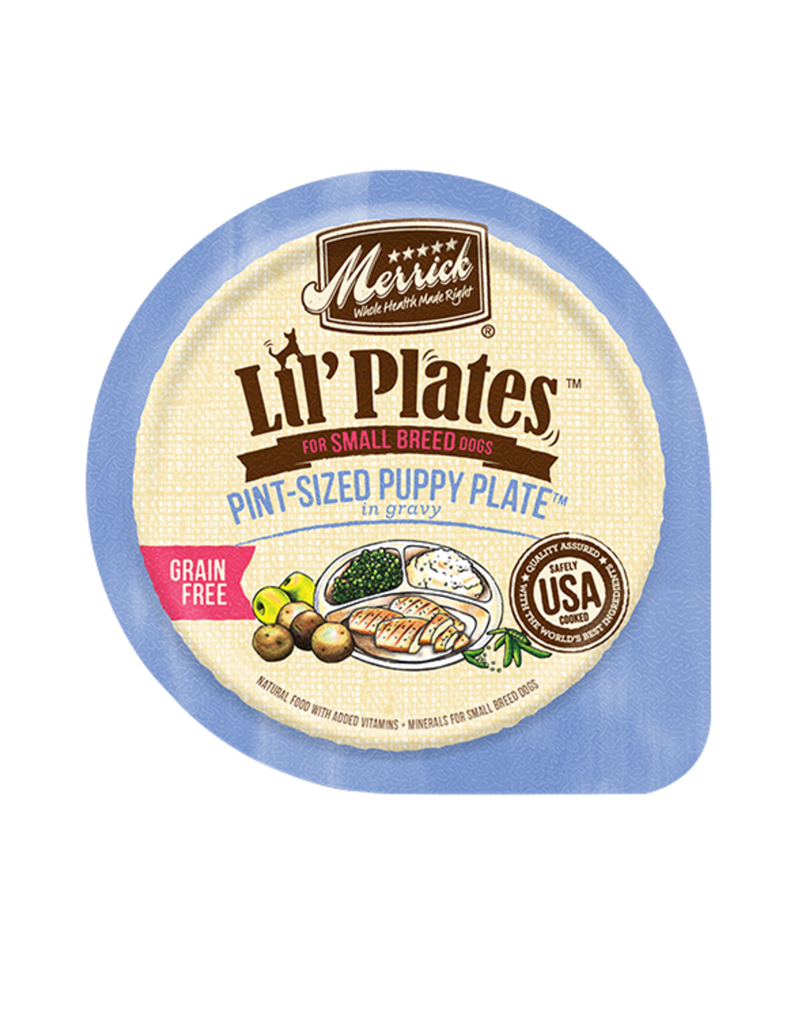Merrick MERRICK DOG LIL' PLATES PINT-SIZED PUPPY PLATE 3.5 OZ TRAY CASE OF 12