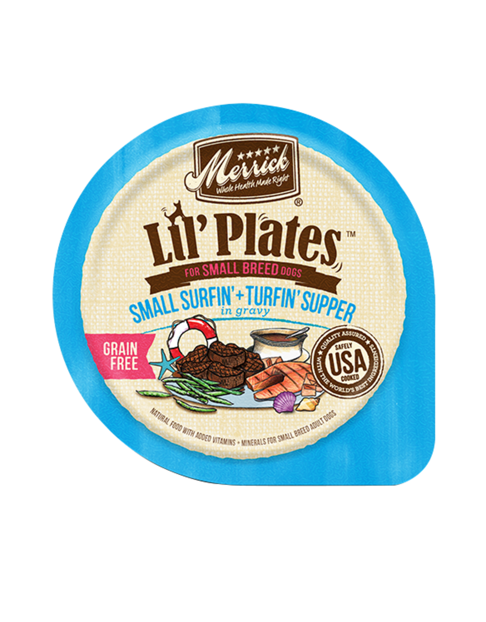 Merrick MERRICK DOG LIL' PLATES SMALL SURFIN' & TURFIN' 3.5 OZ TRAY CASE OF 12